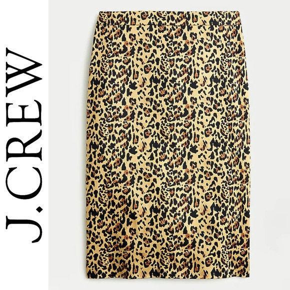 J CREW No. 2 Pencil Skirt in Leopard Print Bi-stretch Cotton Elastane, Lined, 2P - Picture 1 of 16